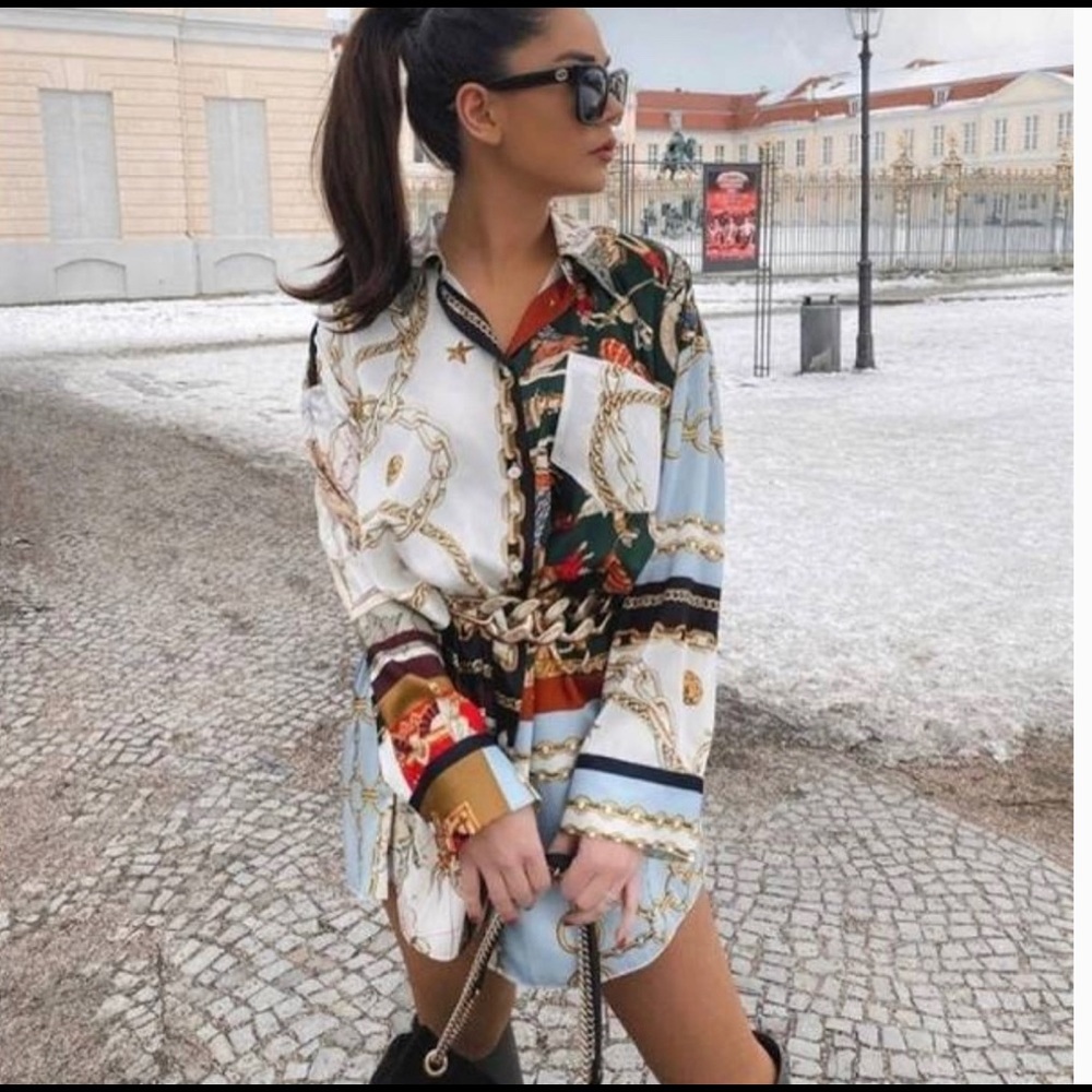ZARA NWT Oversized Patchwork Shirt S - Picture 2 of 8